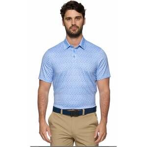 NEW FLAGS & ANTHEM santee mvp polo shirt in blue combo